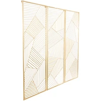 CosmoLiving by Cosmopolitan Gold Metal Geometric Wall Decor with Gold Frame Set of 3 16", 48"