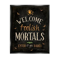Stupell Industries Welcome Foolish Mortals Phrase Framed Floater Canvas Wall Art
