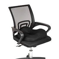 Mind Reader Donut Pillow with Air-Cloud Technology, Ergonomic Memory Foam Seat Cushion for Tailbone, Hemorrhoid, Pregnancy & Lower Back Pain Relief, Washable Cover, Black