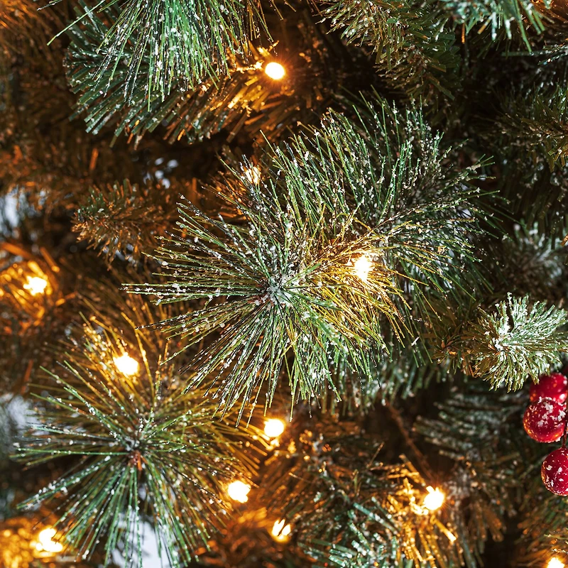 6ft. Pre-Lit Frosted Pinecones & Red Berries Artificial Christmas Porch Tree, Warm White LED Lights