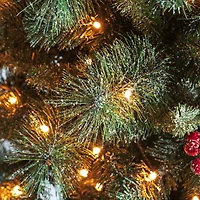 6ft. Pre-Lit Frosted Pinecones & Red Berries Artificial Christmas Porch Tree, Warm White LED Lights