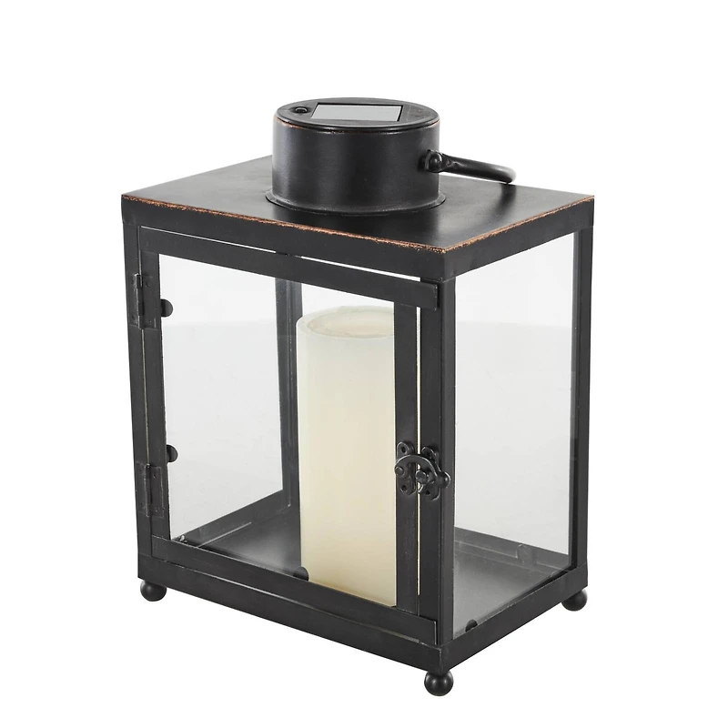 11" Black Metal Modern Candle Lantern
