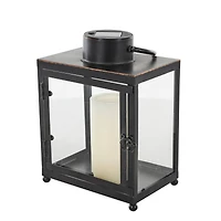 11" Black Metal Modern Candle Lantern