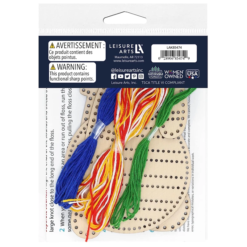 Leisure Arts® Beginner Holiday Shapes 3 Piece Wood Stitchery Ornament Kit