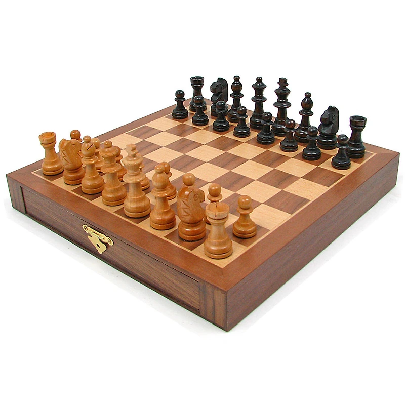 Toy Time Walnut Inlaid Magnetized Chess Set
