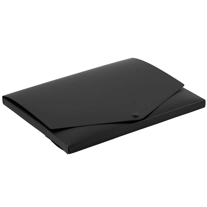 JAM Paper Black Plastic Portfolio with Snap Closure 10" x 12.5"