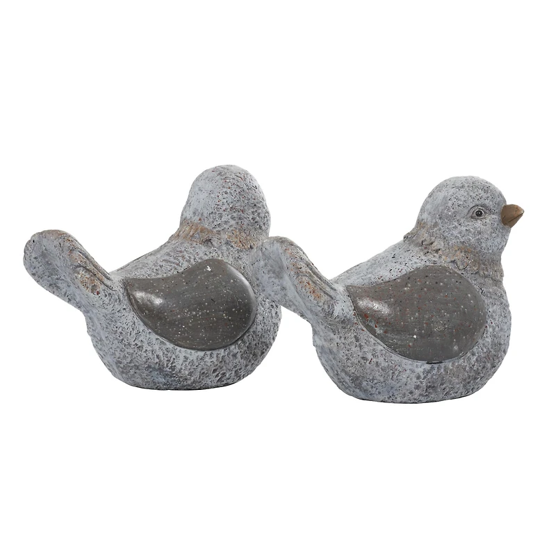 13" Gray Stone Country Bird Garden Sculpture Set