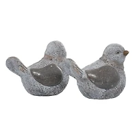 13" Gray Stone Country Bird Garden Sculpture Set