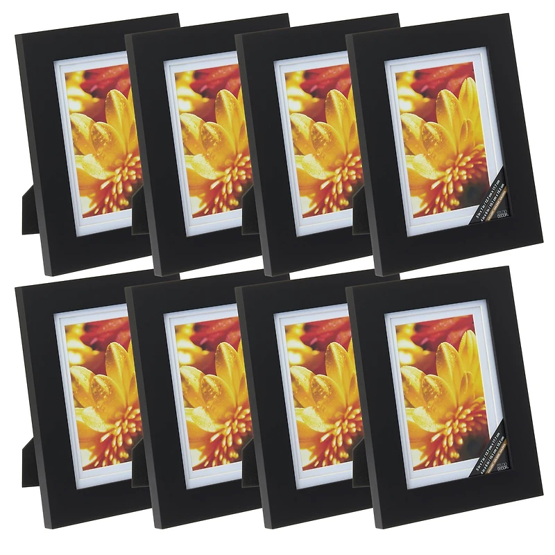 8 Pack: Black 4" x 6" Gallery Frame with Double Mat by Studio Décor®