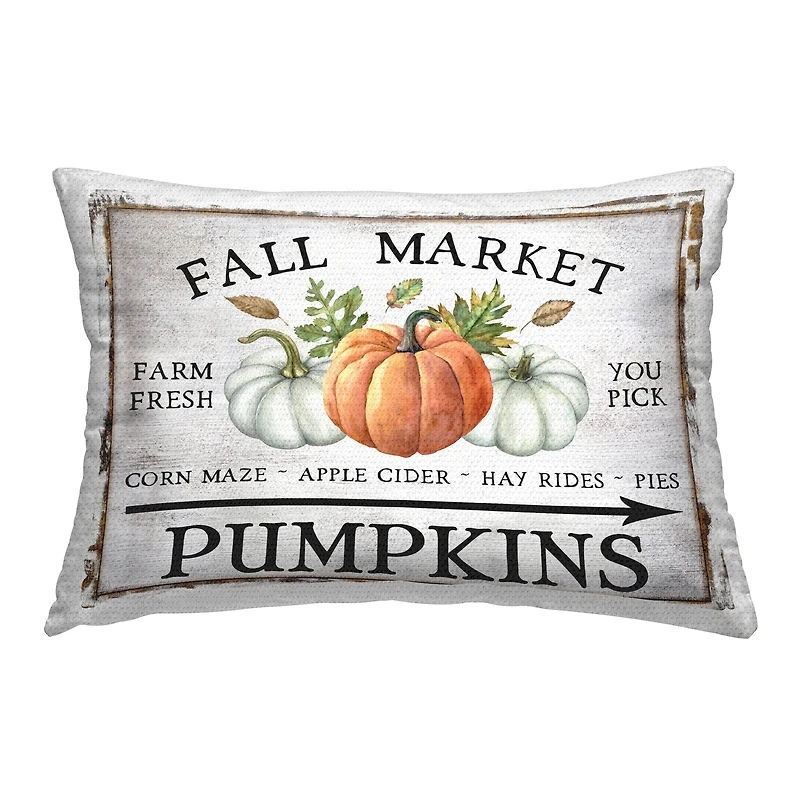 Stupell Industries Fall Market Pumpkins Outdoor Printed Pillow