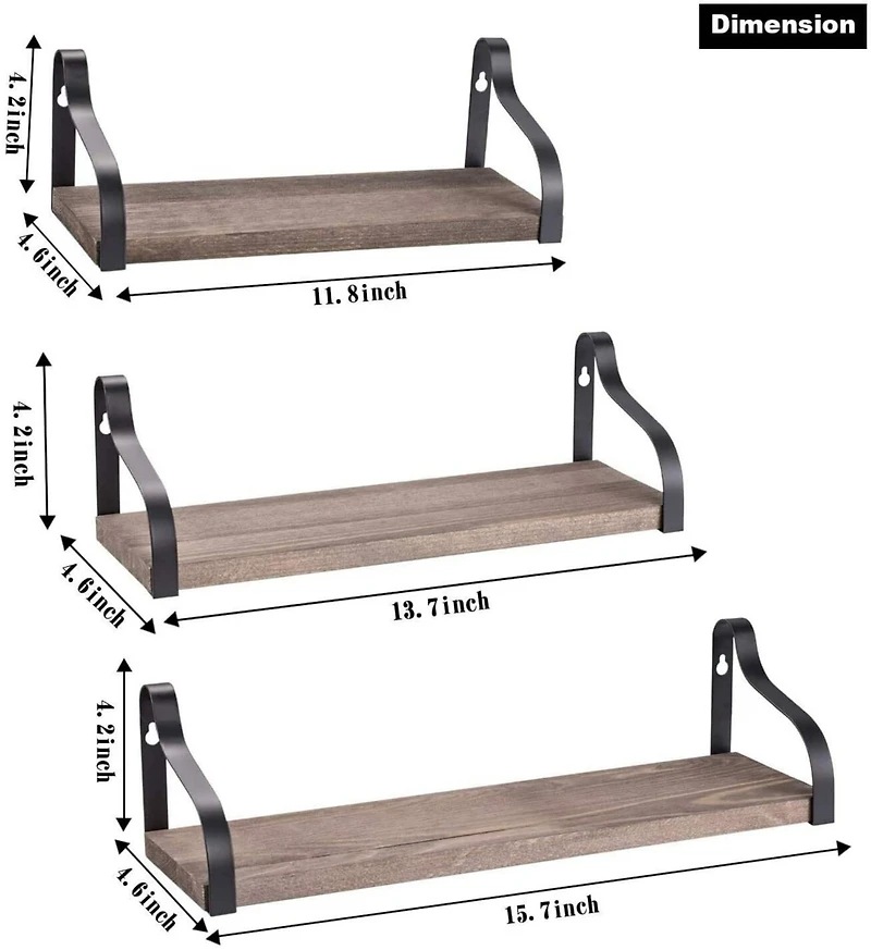 Rustic Wood Floating Wall Shelves Set