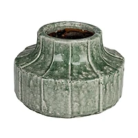 Hello Honey® 9" Green Crackle Glaze Terra Cotta Vase Planter with Embossed Lines