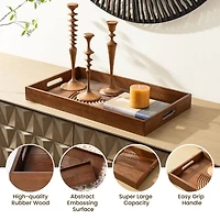 Glitzhome® Rectangle Rubber Wood Abstract Trays Set