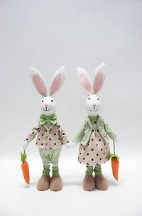 18.5" Polka Dot Coat Rabbit Standing Easter Figurine