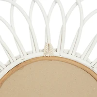 White Woven Rattan Round Wall Mirrors Set