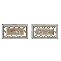 Set of 2 Beige Wood Farmhouse Sign Wall Decor, 12.25" x 7"