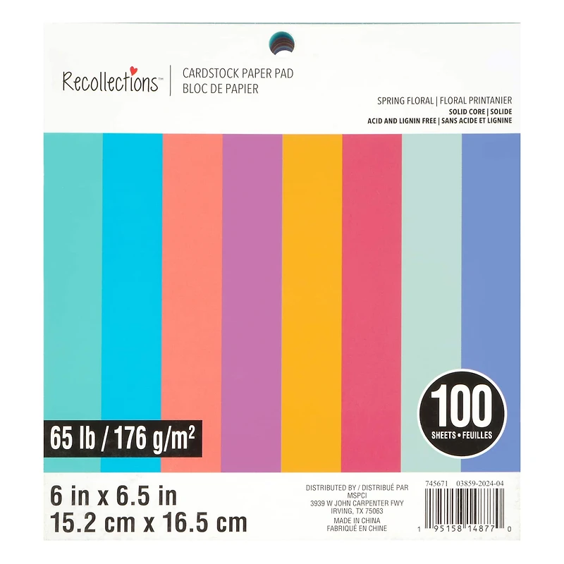 6" x 6.5" Spring Floral 65lb. Cardstock Paper Pad by Recollections™, 100 Sheets