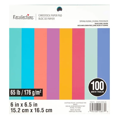 6" x 6.5" Spring Floral 65lb. Cardstock Paper Pad by Recollections™, 100 Sheets