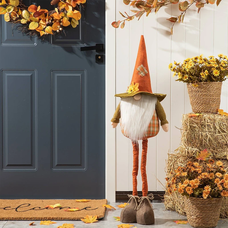 Glitzhome® Telescoped Fabric Fall Gnome Standing Décor