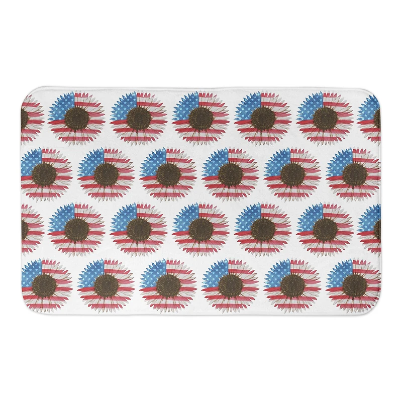 Patriotic Sunflower Pattern Bath Mat