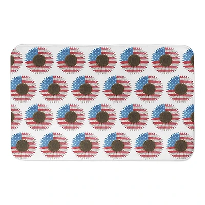 Patriotic Sunflower Pattern Bath Mat