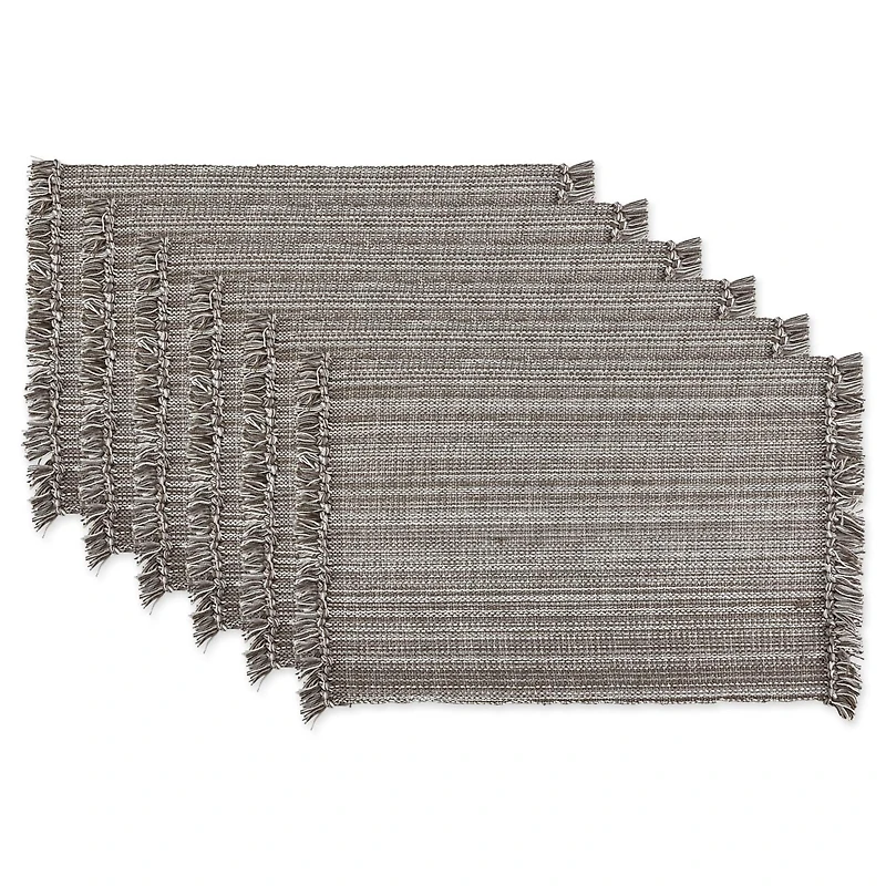 DII® Variegated Gray Fringe Placemats, 6ct.