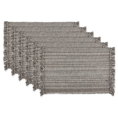 DII® Variegated Gray Fringe Placemats, 6ct.