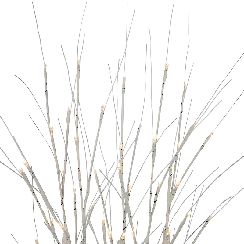 4ft. Pre-Lit White Birch Twig Tree Cluster Christmas Decoration, Warm White LED Lights