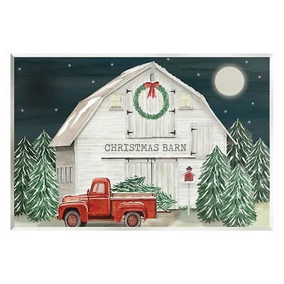 Stupell Industries Nighttime Christmas Barn Farm Wall Plaque Art
