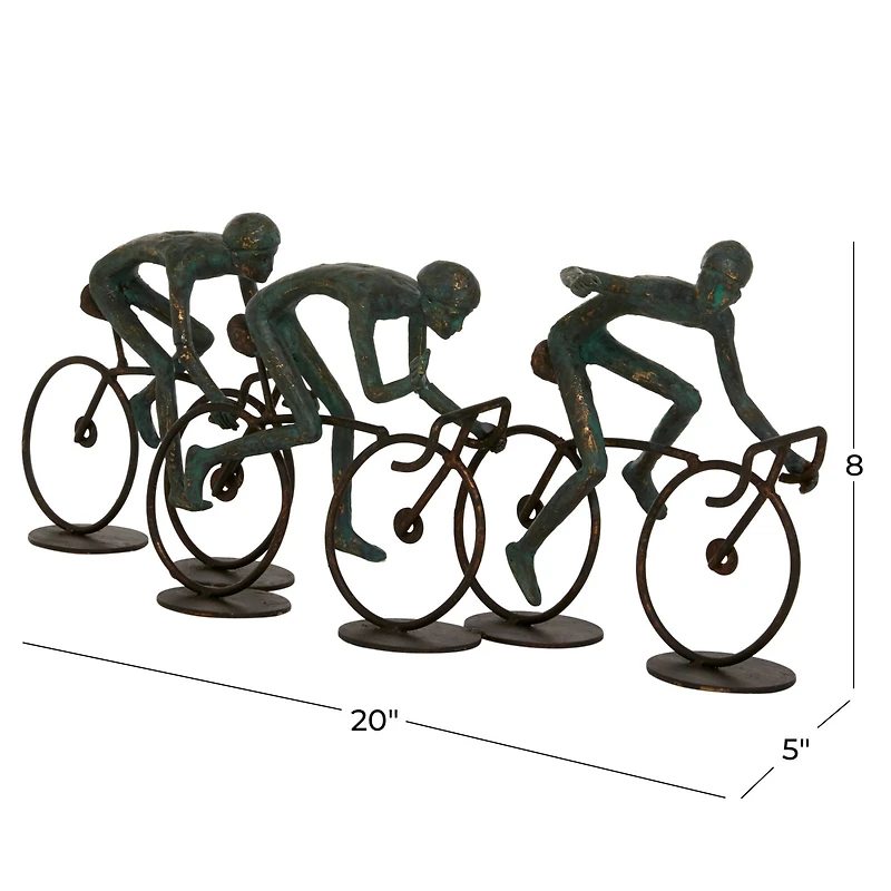 20" Bronze Polystone Cyclists Sculpture