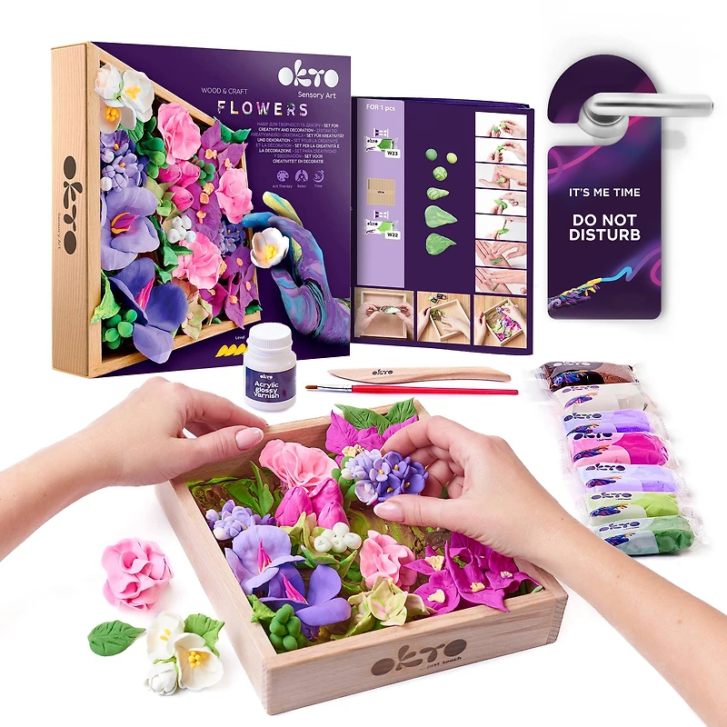 OKTO DIY Wood & Craft Inspiration Flowers Clay Kit