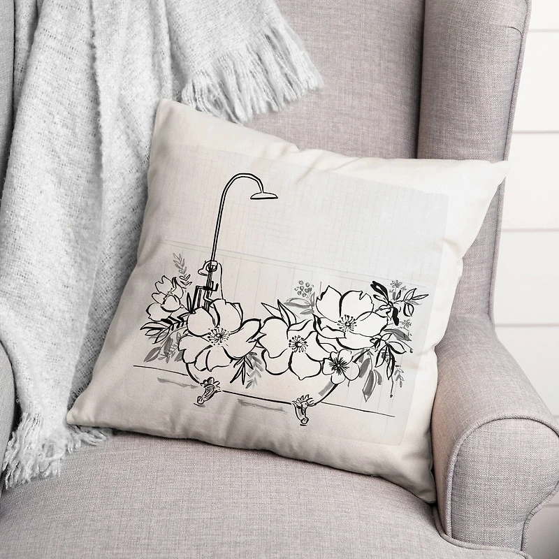 Soft Floral Bathtub 18" x 18" Throw Pillow