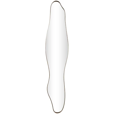 47" Gold Colored Slim Abstract Wavy Metal Wall Mirror