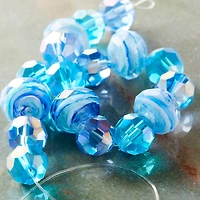 12 Pack: Aqua Mix Glass Faceted Beads by Bead Landing™