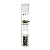 Simple Designs™ Floor Lamp Storage Shelf and Wine Rack with Linen Shade