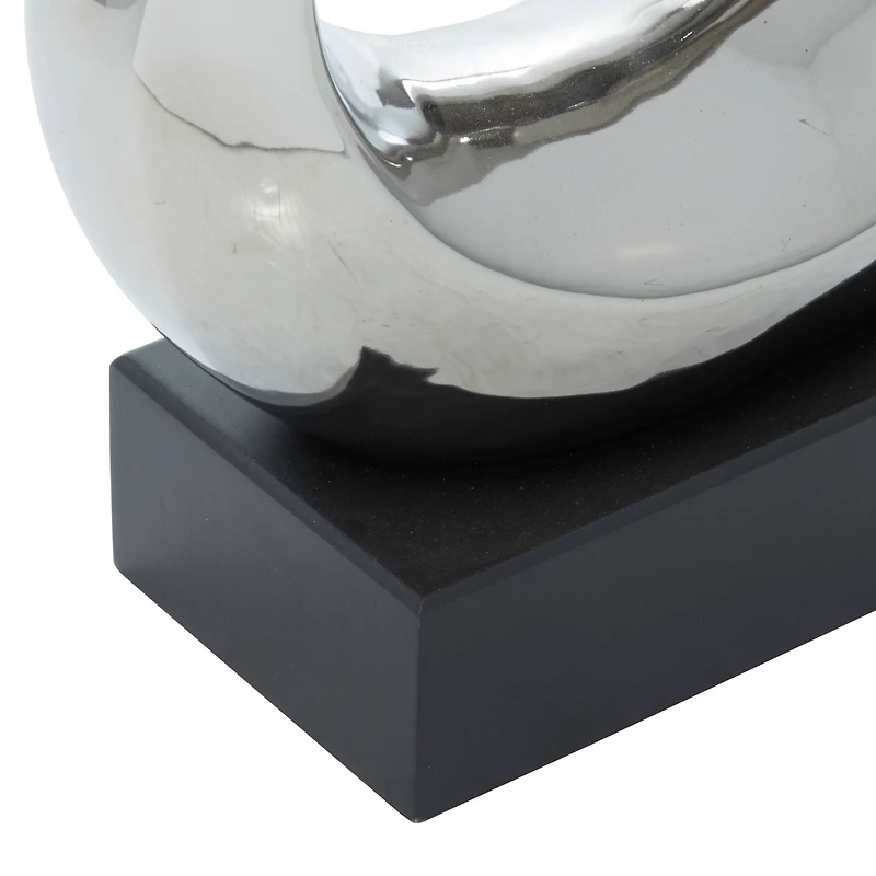 10" Silver Ceramic Modern Abstract Sculpture