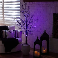 5ft. Pre-Lit Halloween Minimalist Twig Artificial Fall Tree with 240 Orange & Purple LED Lights