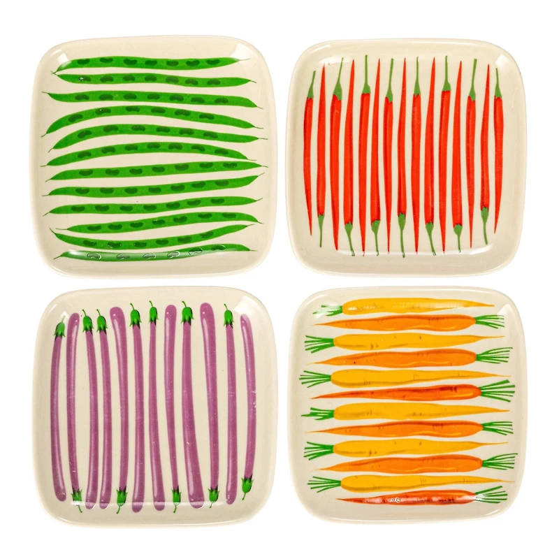 Hello Honey® 6" Vegetable Square Stoneware Plate, 12ct.