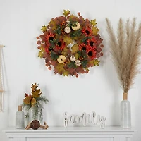 30" Fall Acorn, Sunflower, Berries & Autumn Foliage Wreath