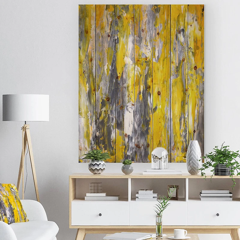 Designart - Grey and Yellow Abstract Pattern