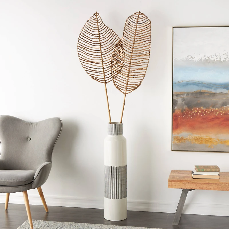 6.5ft. Light Brown Bamboo Palm Leaf Woven Foliage Set