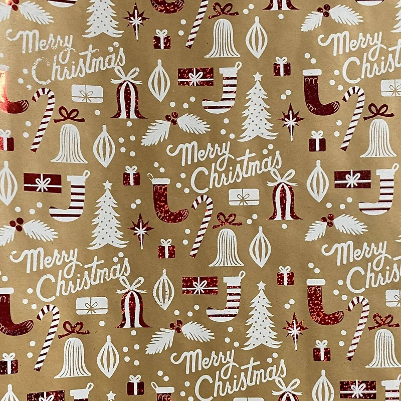 Gold Foil Christmas Peppermint Premium Gift Wrap by Celebrate It™