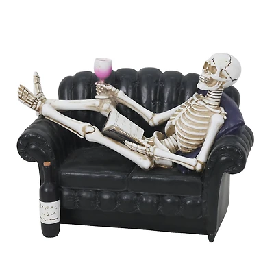 8.75" Skeleton Lounging with Drink Tabletop Décor by Ashland®