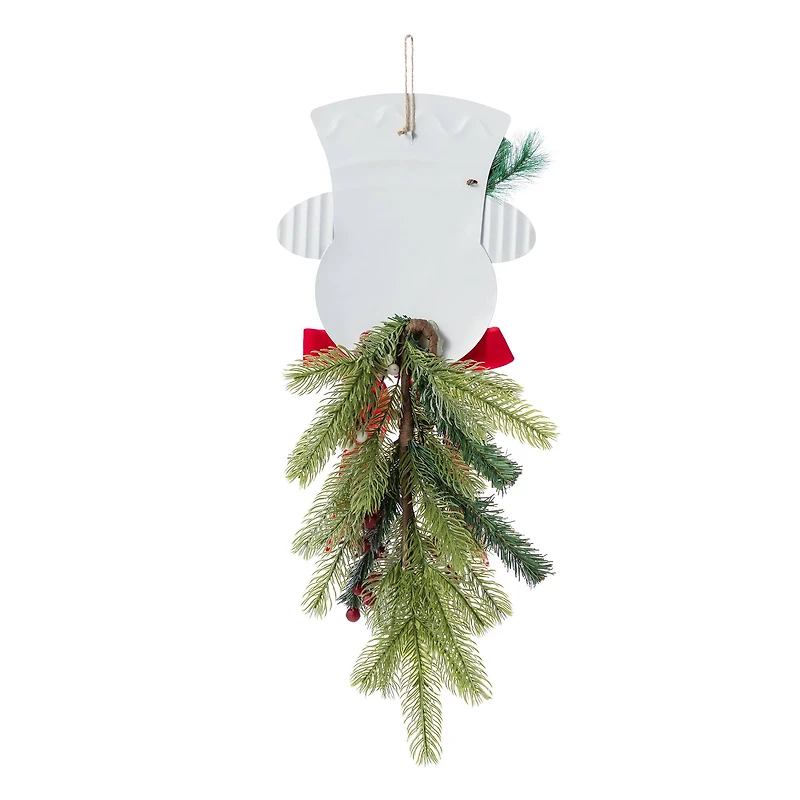 Glitzhome® 25" Greenery Snowman Door Hanger