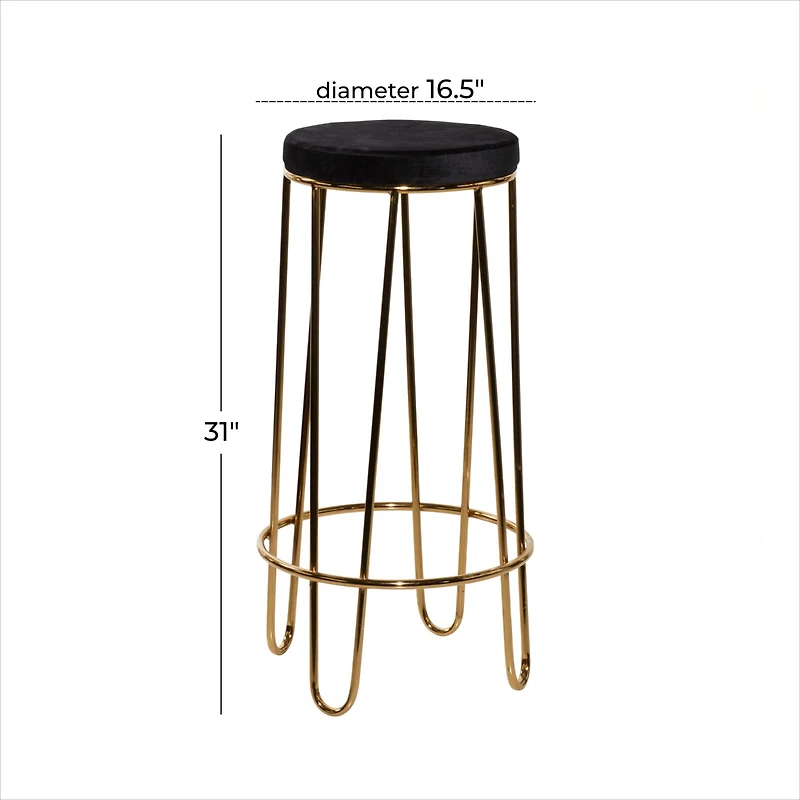 Gold Metal Contemporary Bar Stool 31" x 17" x 17"