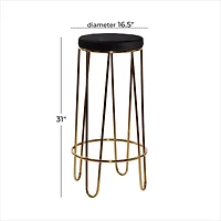 Gold Metal Contemporary Bar Stool 31" x 17" x 17"