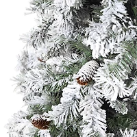 8ft. Unlit Flocked White River Mountain Pine & Pinecones Artificial Christmas Tree