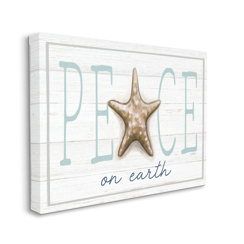 Stupell Industries Peace On Earth Starfish Sign Canvas Wall Art