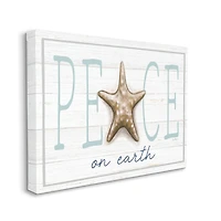 Stupell Industries Peace On Earth Starfish Sign Canvas Wall Art