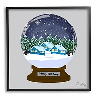 Stupell Industries Merry Christmas Winter Snow Globe Framed Giclee Art